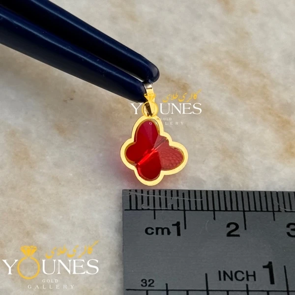 آویز طلا سواروسکی پروانه ای قرمز